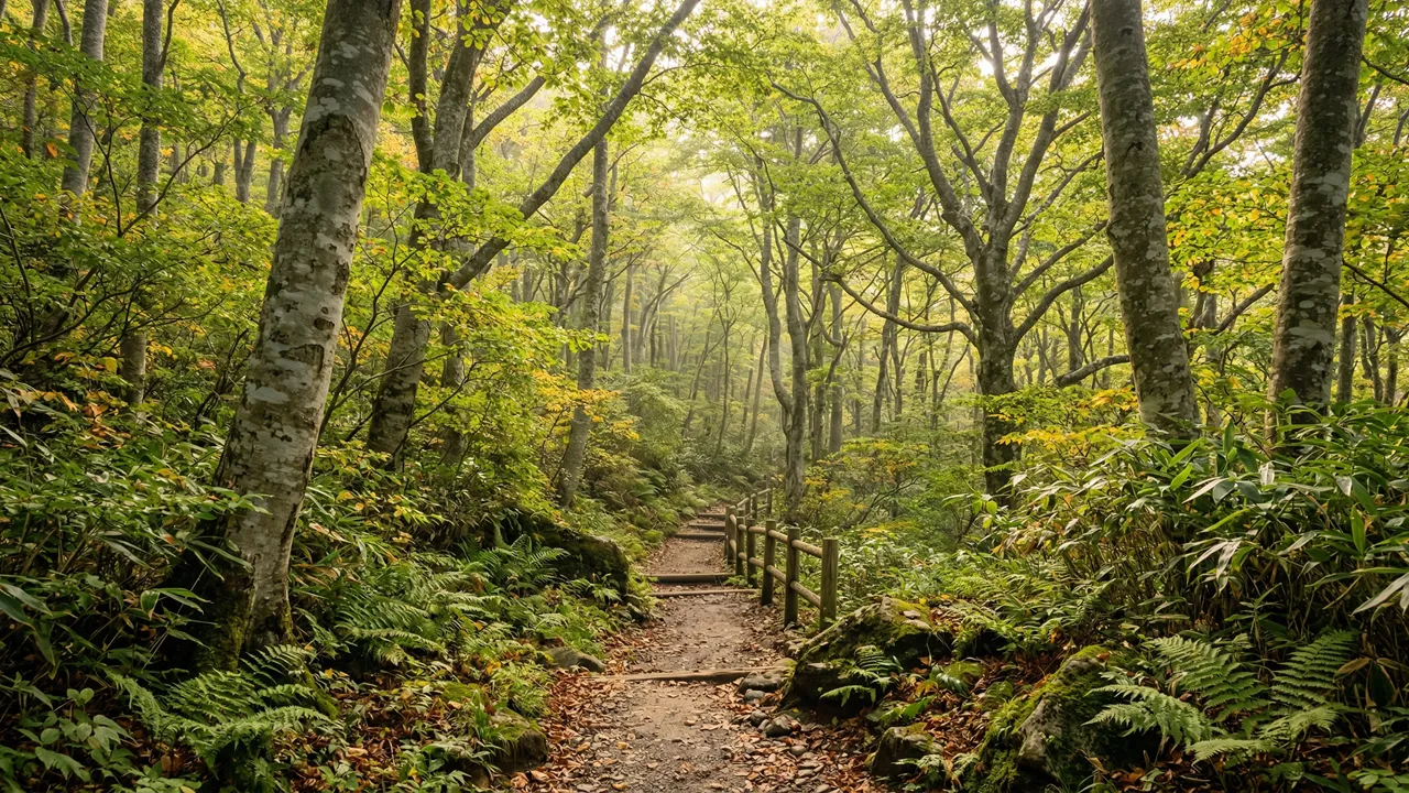 大山 登山道 ブナ林 静寂