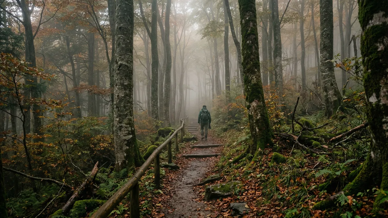 霧の中の登山道と判断の迷い